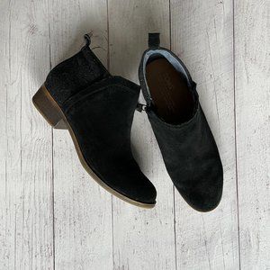 TOMS Deia Black Suede Canvas Zip Block Heel Comfort Ankle Bootie Womens 7.5W